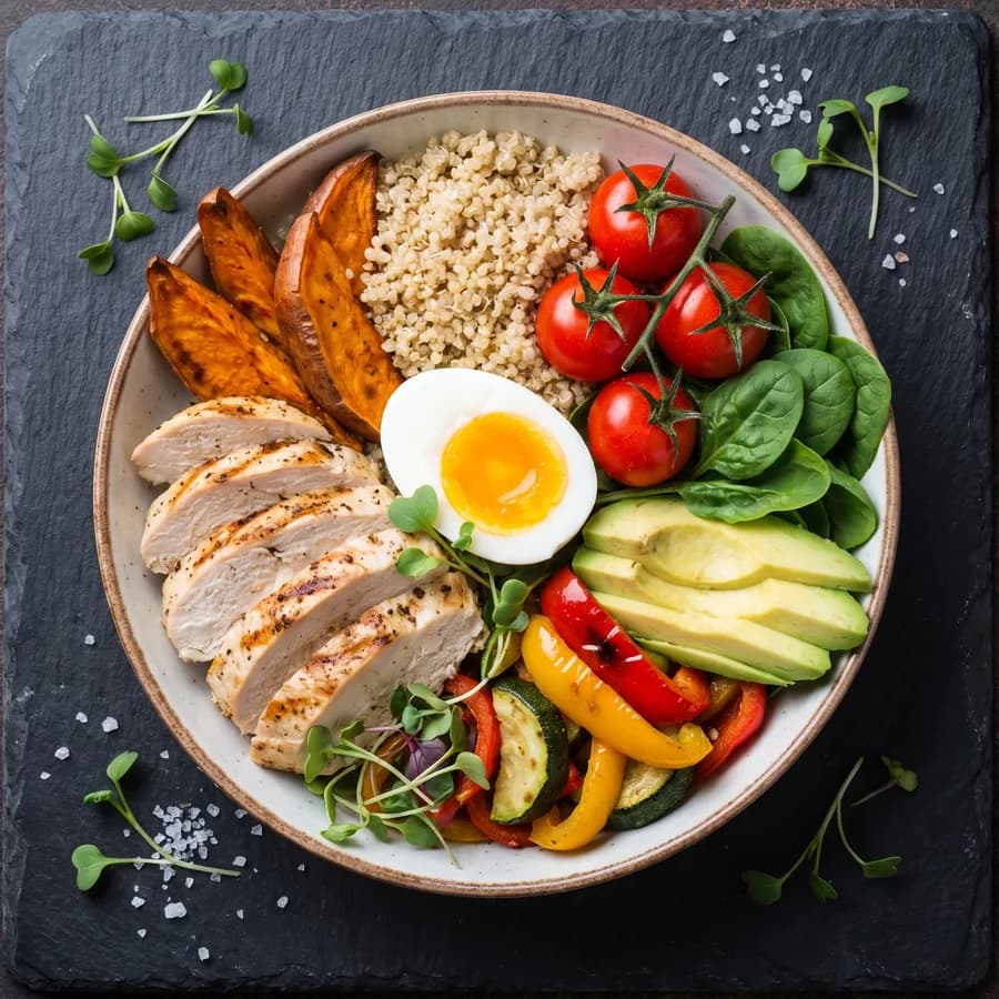 Chicken quinoa veggie bowl